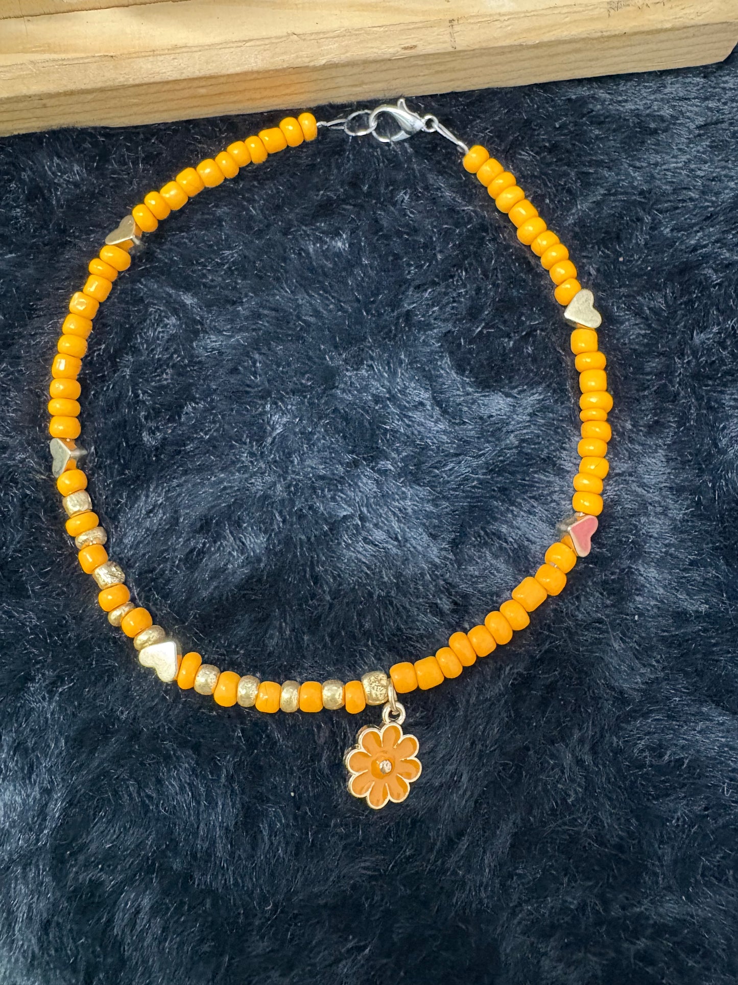 Yellow Golden Hearts Anklet