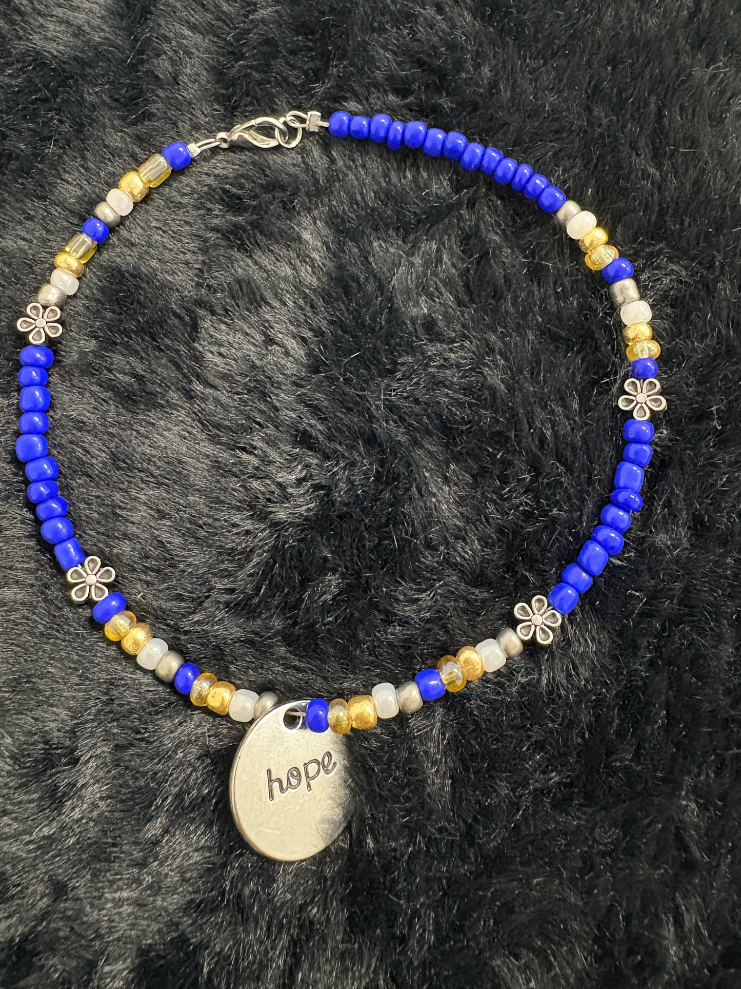 Blue and Gold Hope Anklet