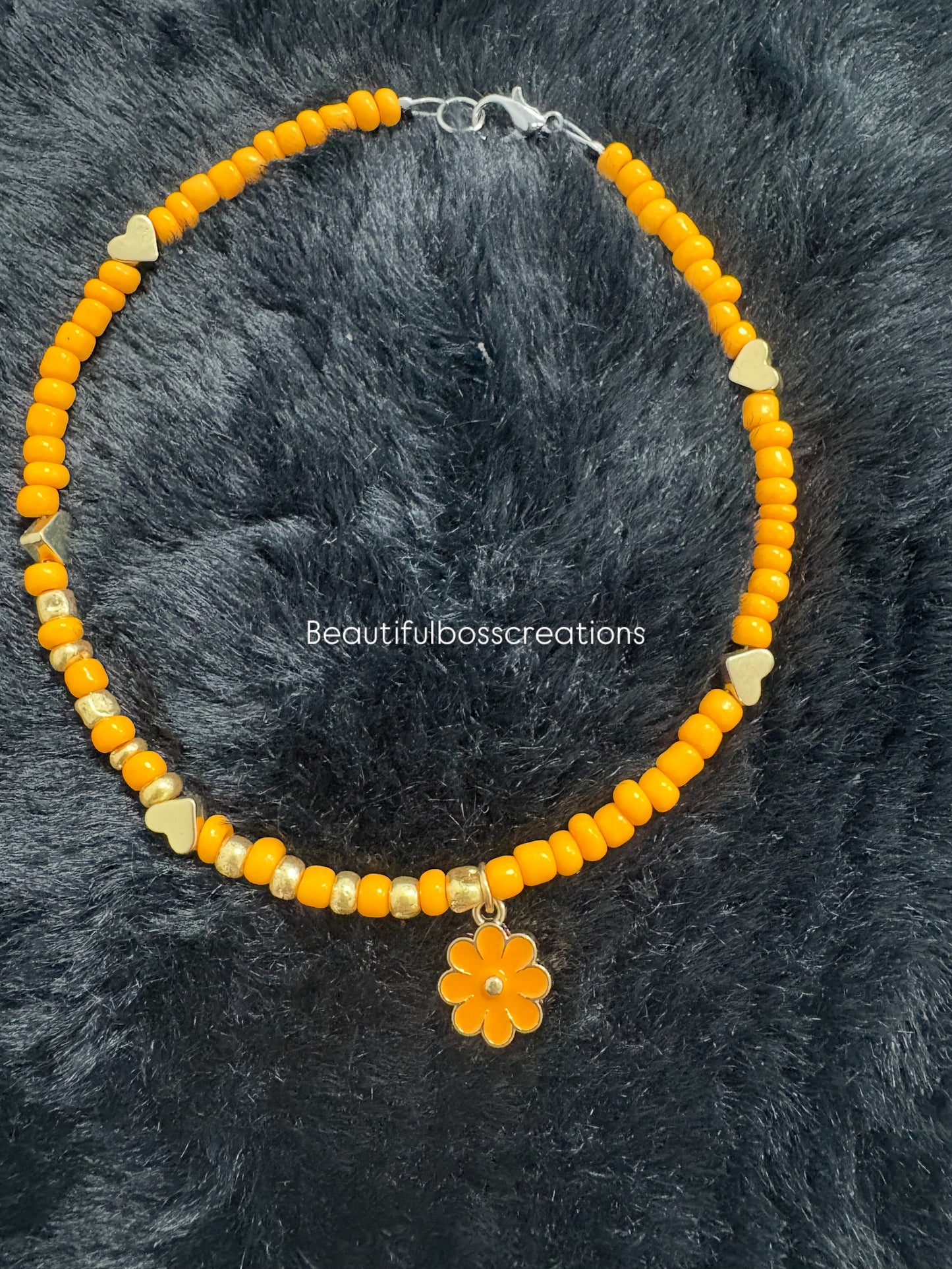 Yellow Golden Hearts Anklet