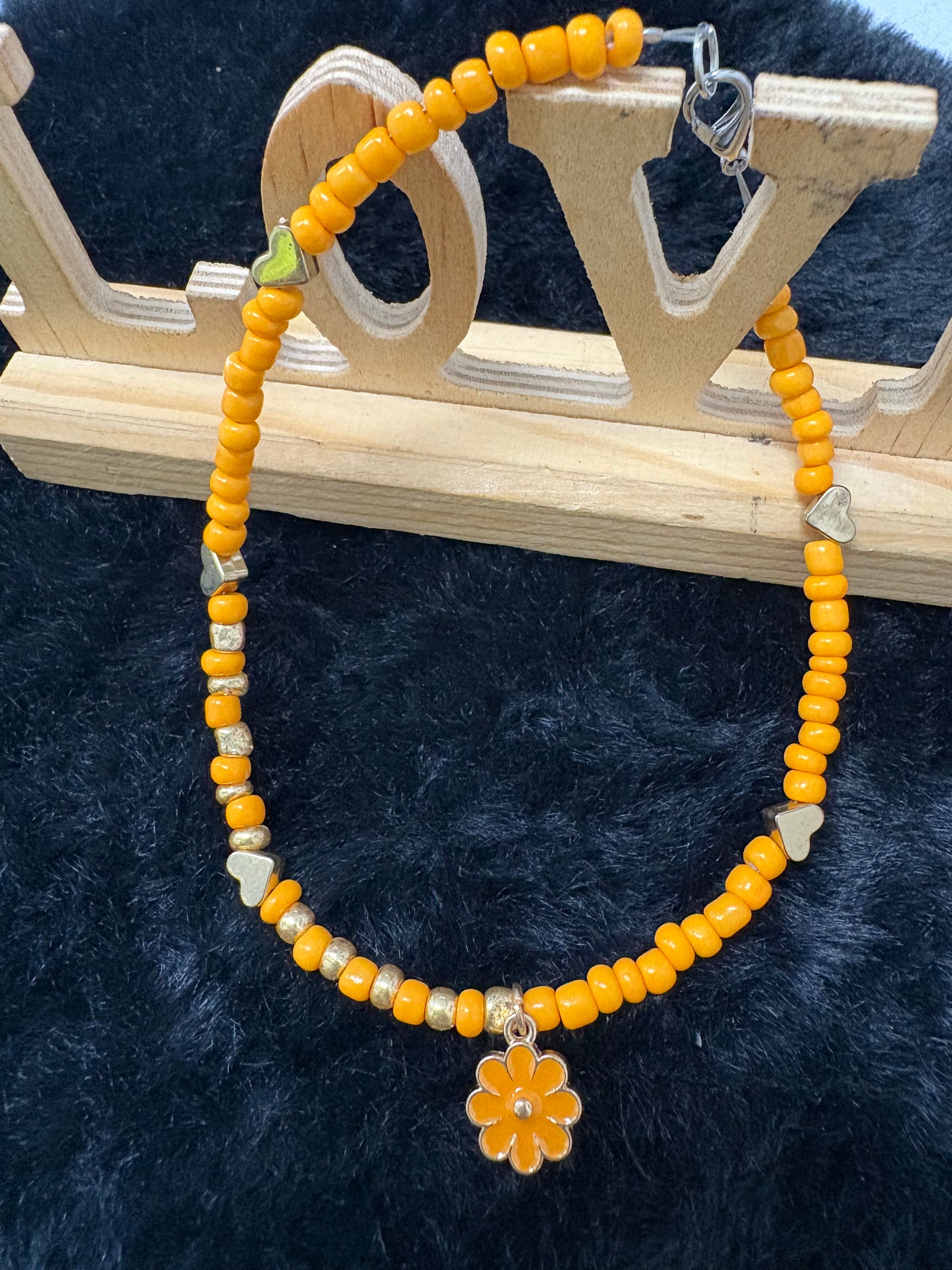 Yellow Golden Hearts Anklet