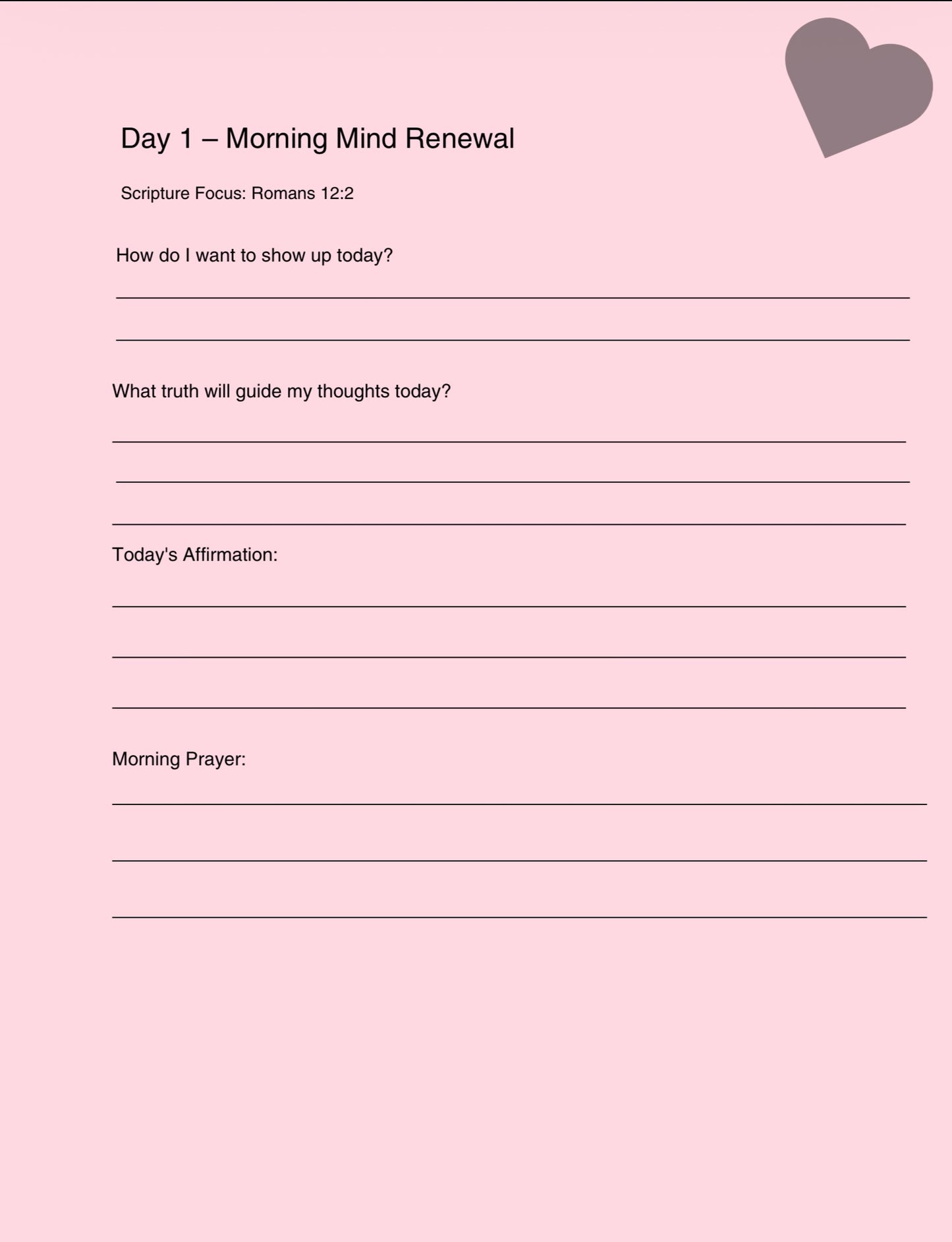 30 Day Mind Renewal Journal