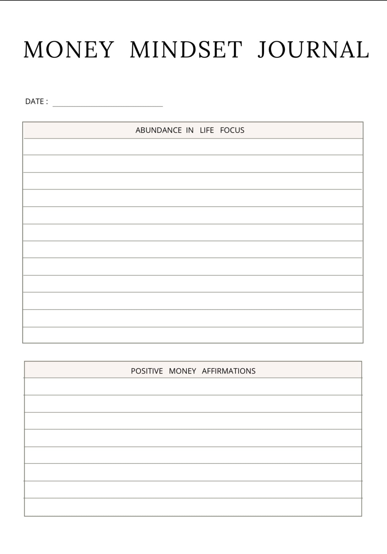 Money Mindset Journal