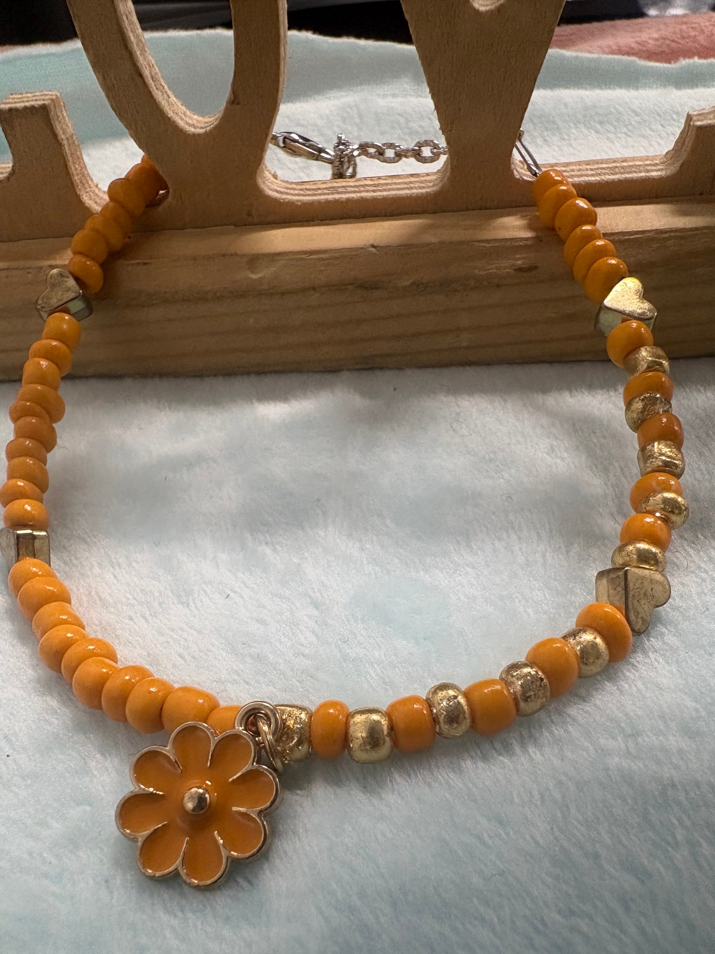Yellow Golden Hearts Anklet