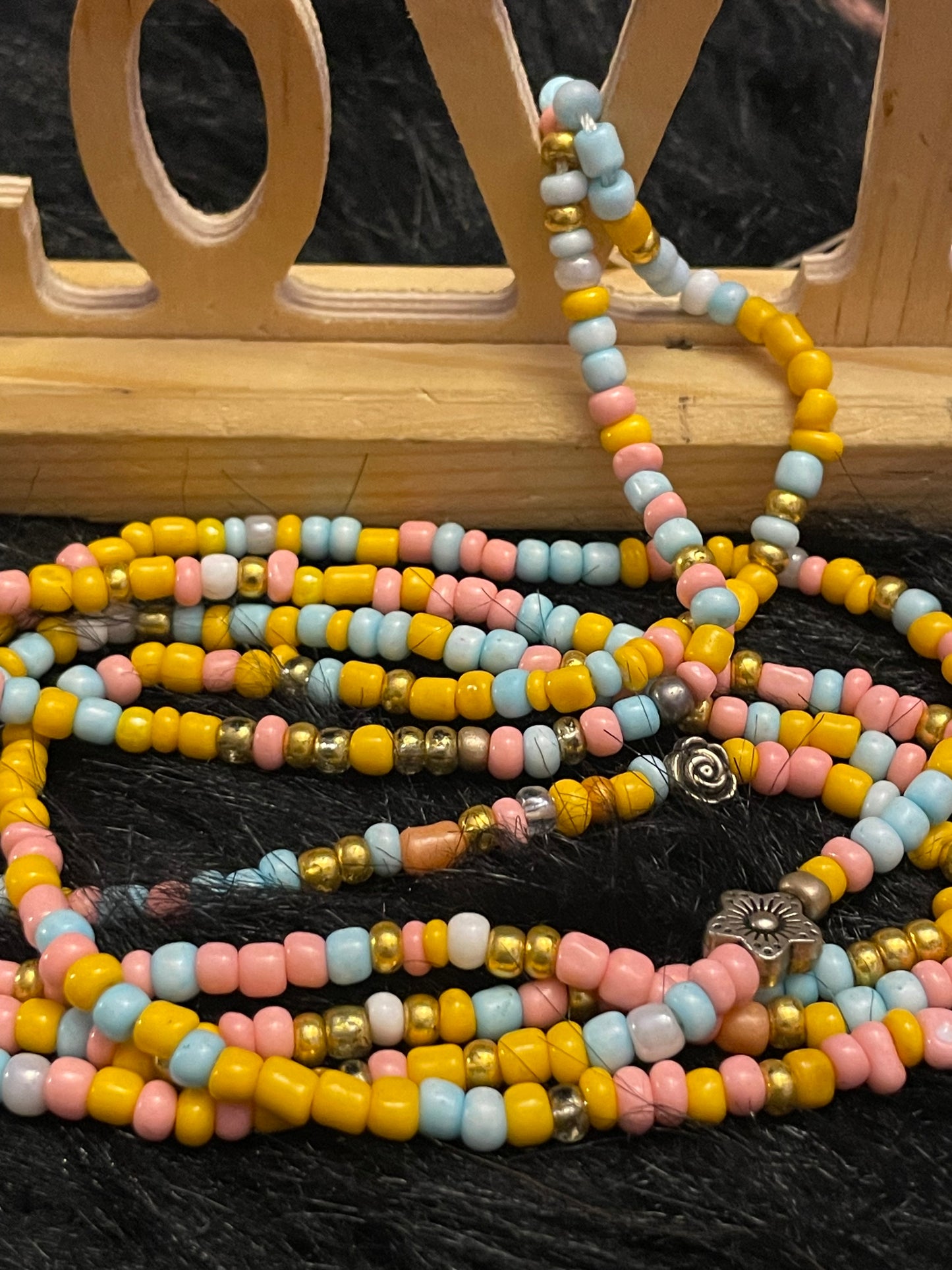 Pink Blue and Yellow Waistbeads for Beautiful Bosses