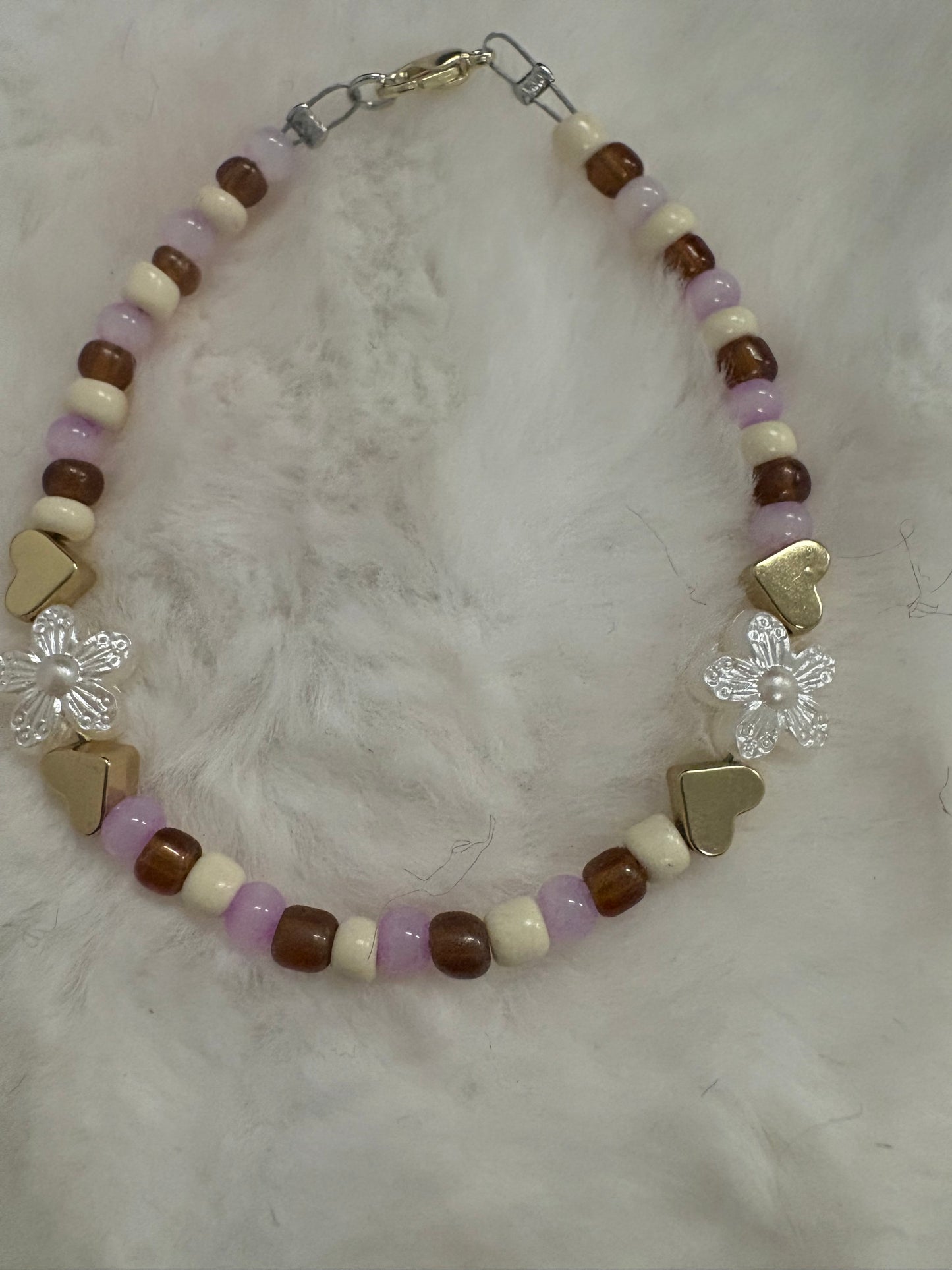 Boss Baby Lavender Hearts and Flowers Anklet
