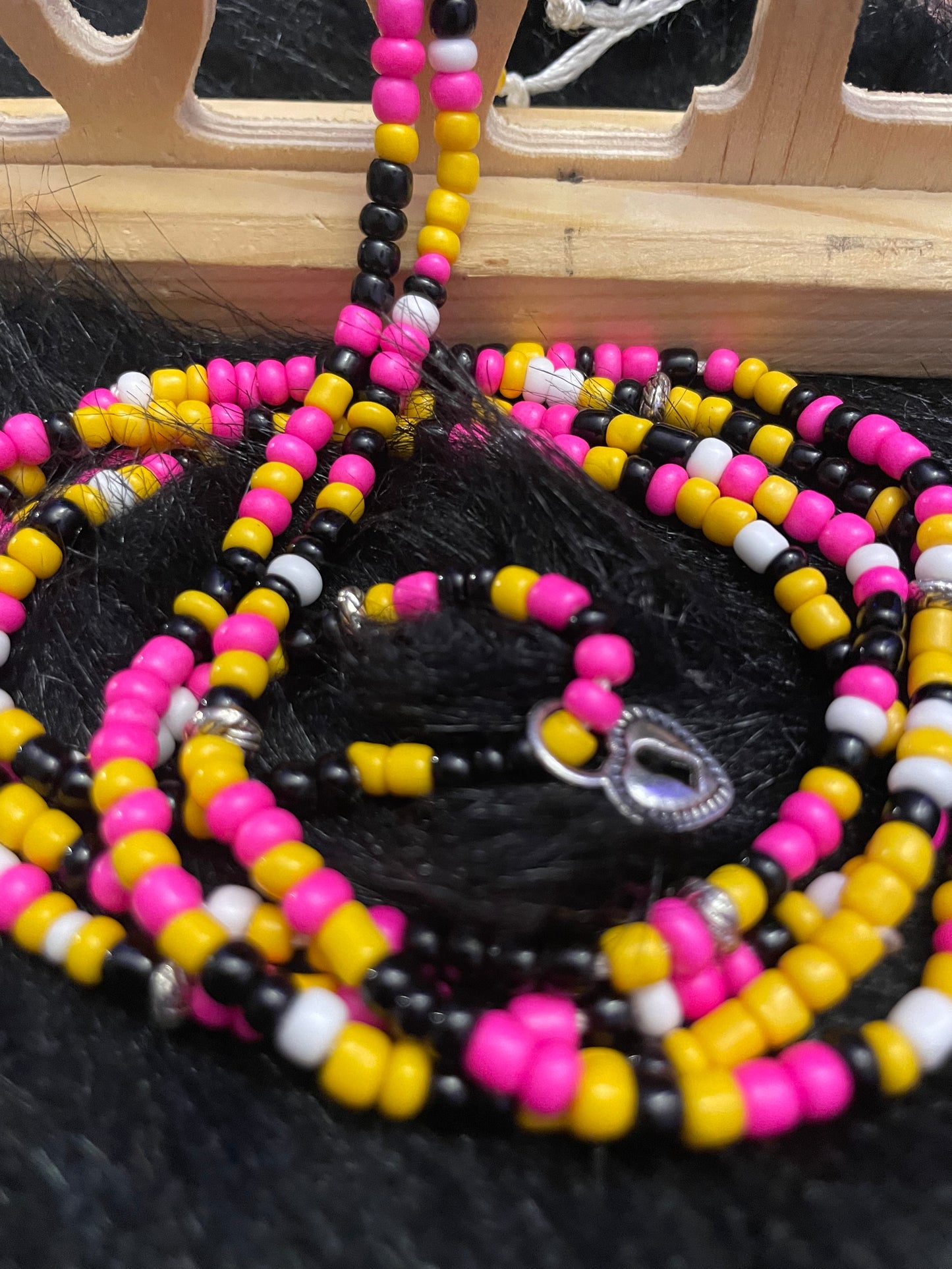 Hot Pink Yellow White and Multicolor Waistbeads