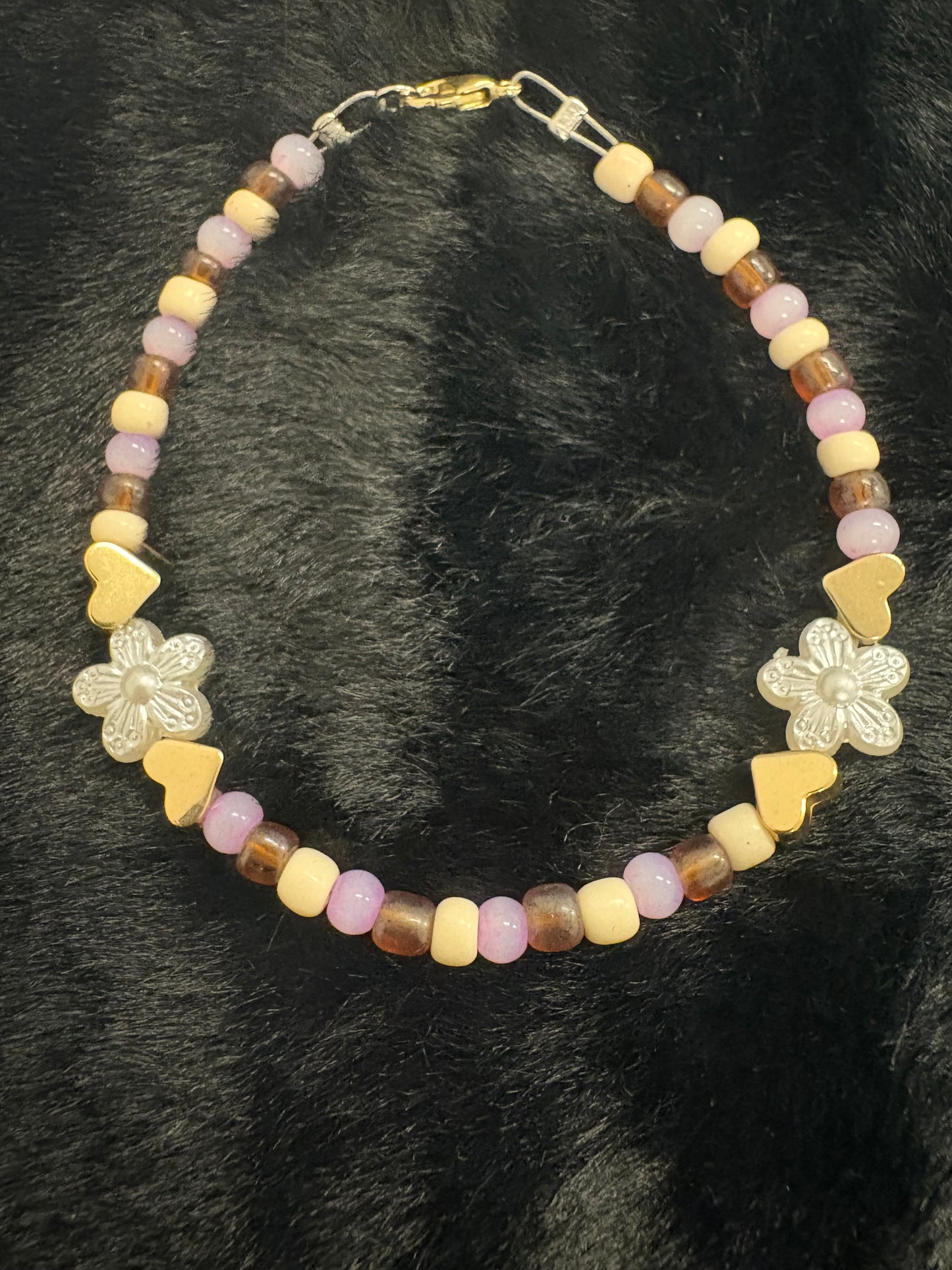 Boss Baby Lavender Hearts and Flowers Anklet