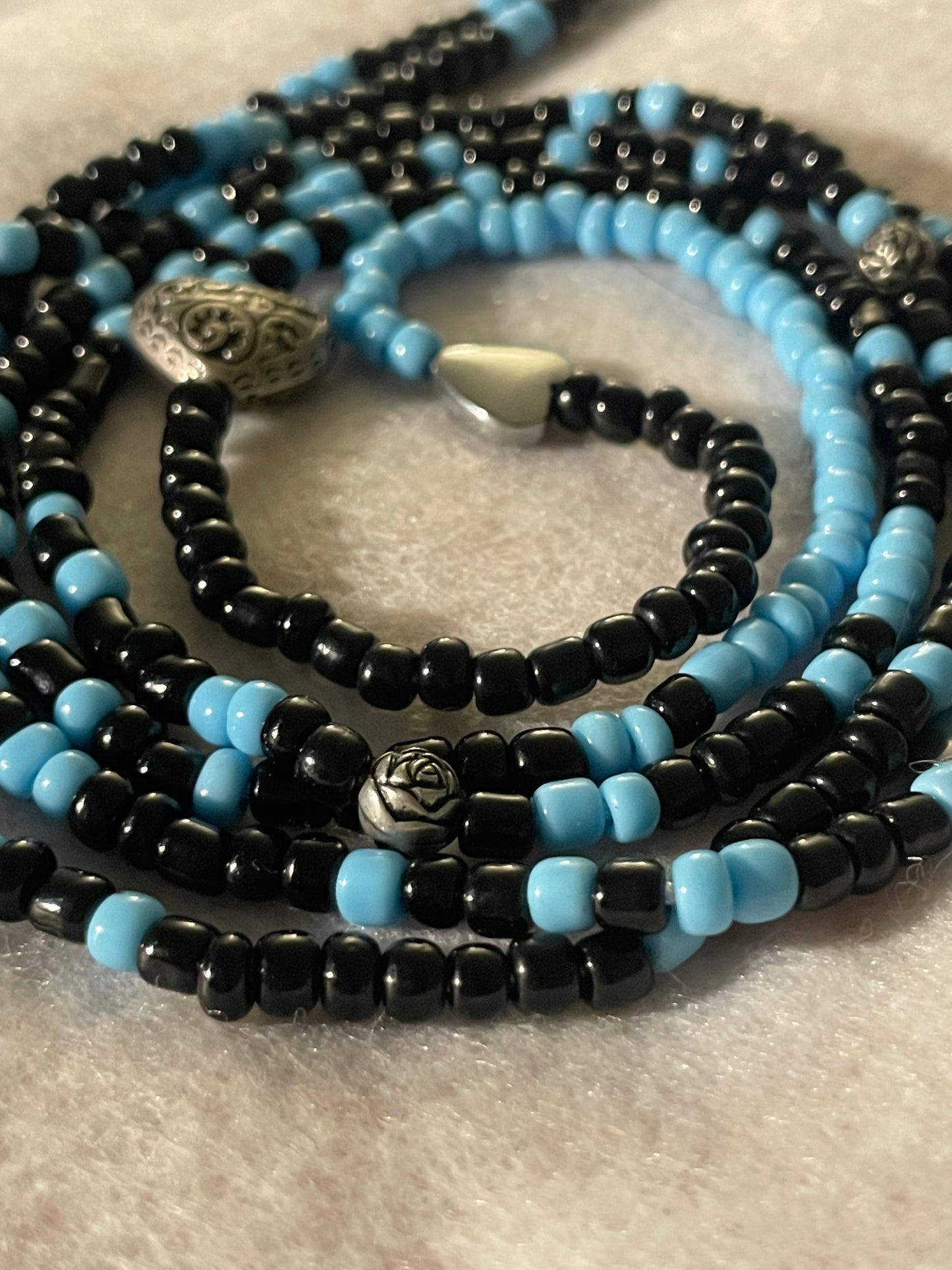 Black and Light Blue Waistbeads