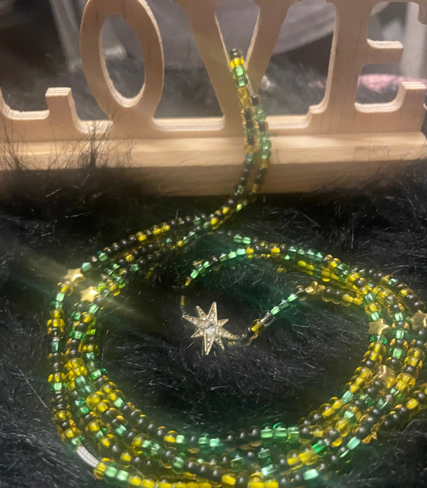 Green Yellow and Stars Waistbeads