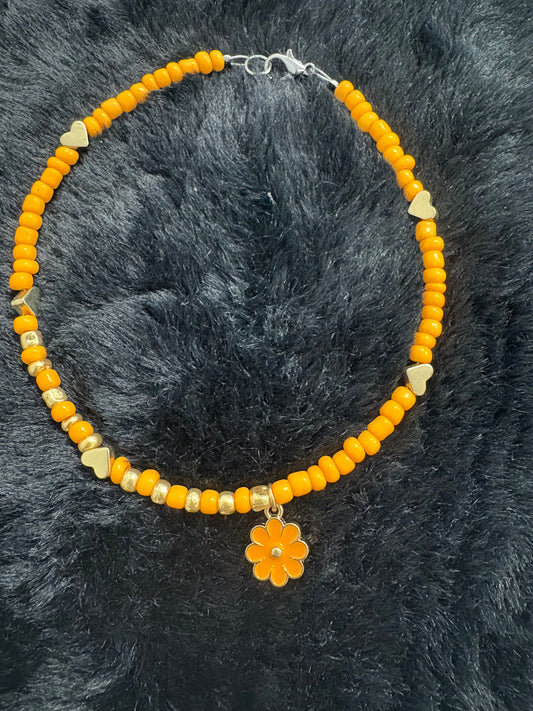 Golden Yellow N Hearts Anklet