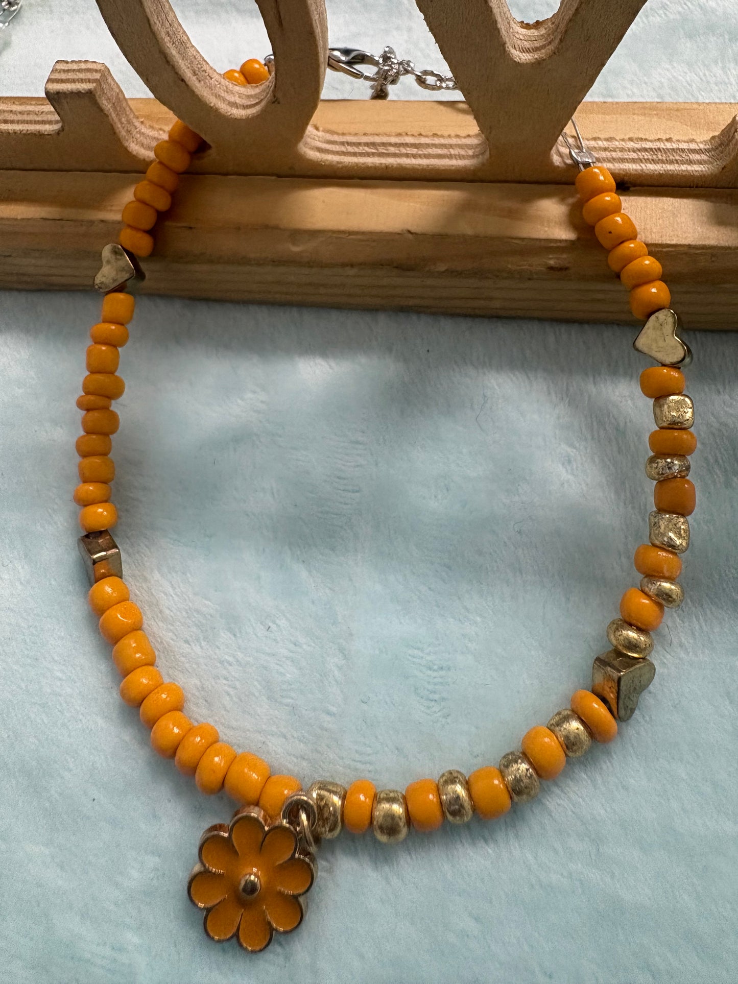 Yellow Golden Hearts Anklet