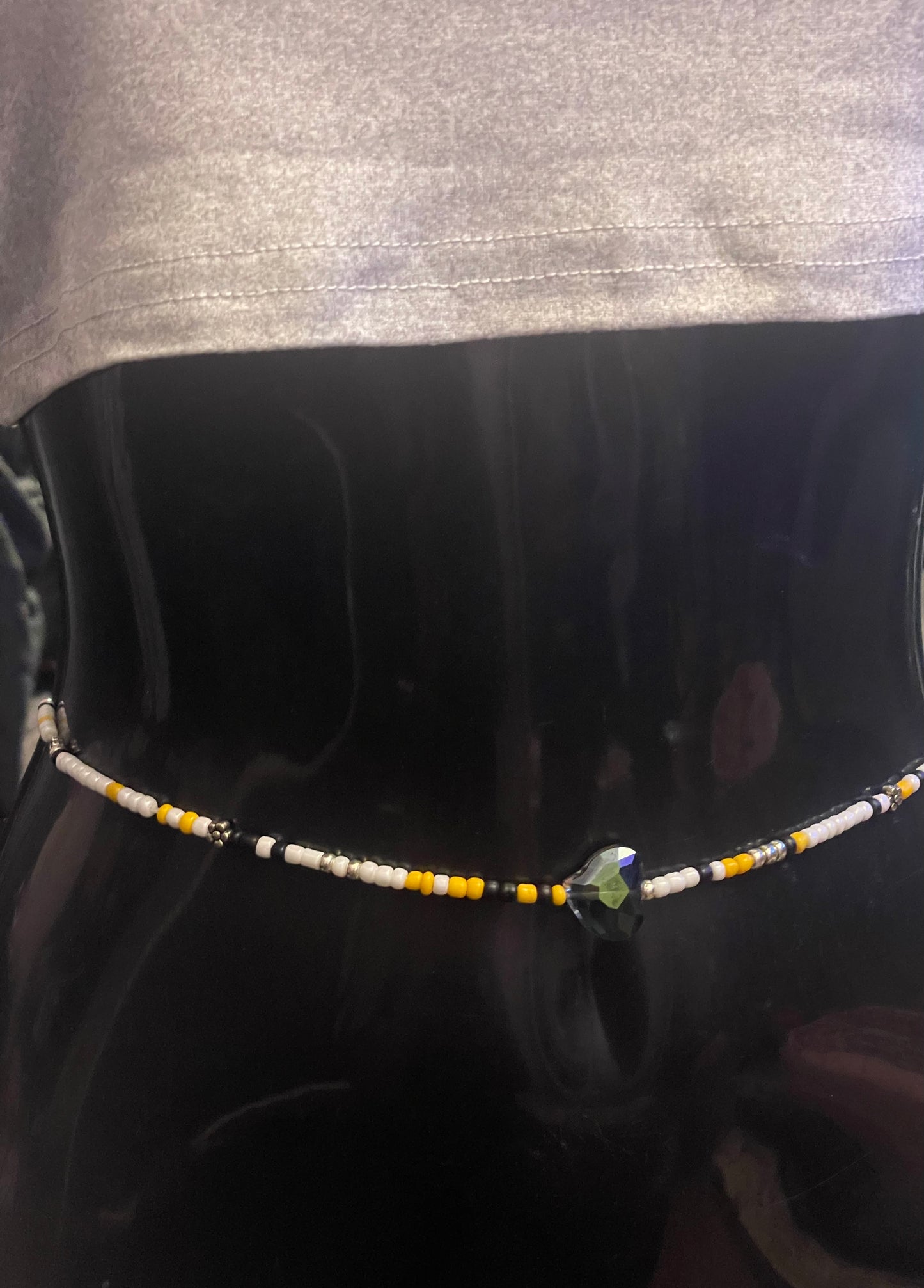 White Yellow and Black Waistbeads