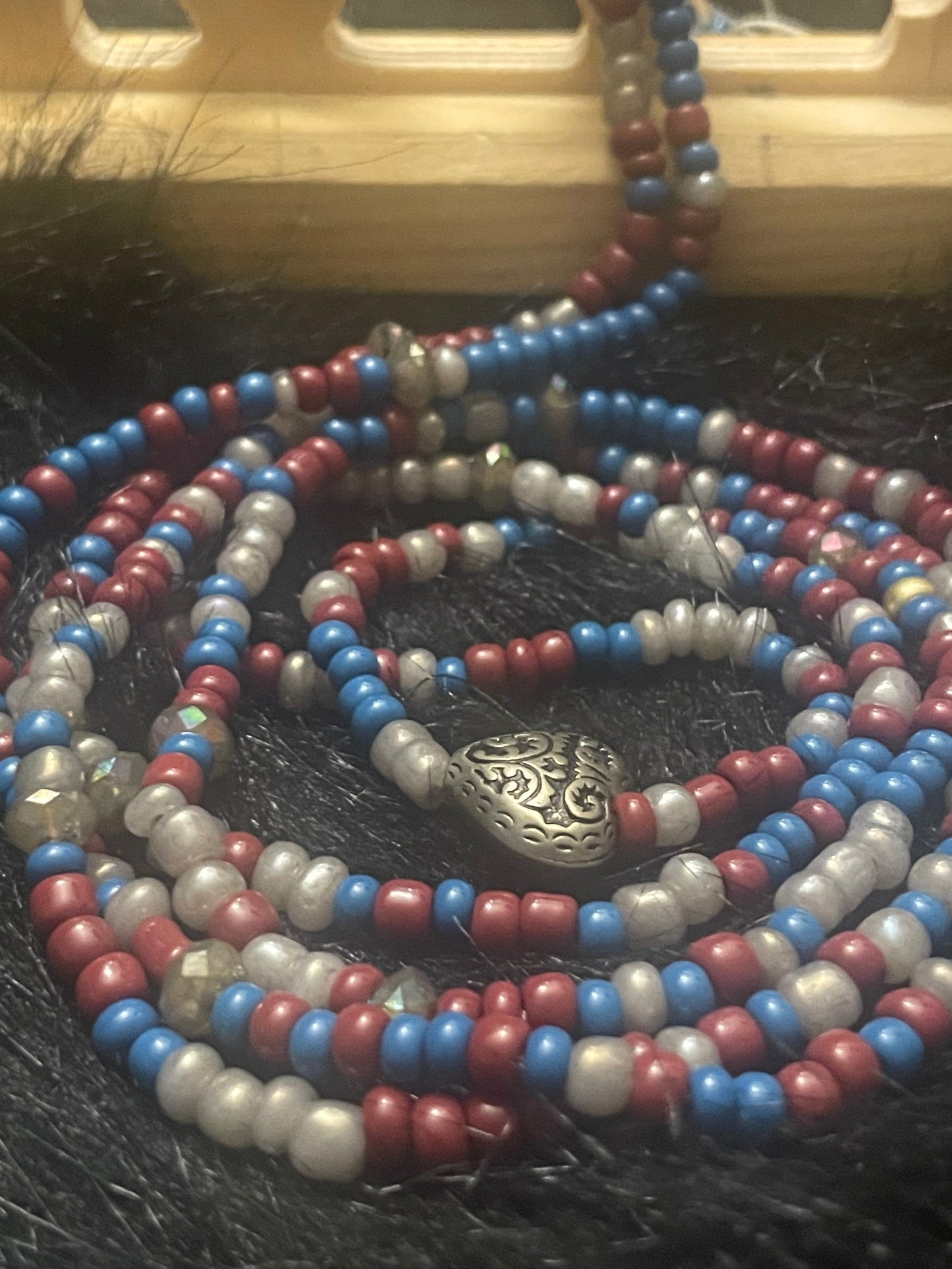 Burgundy Blue and Gray Waistbeads for Beautiful Bosses