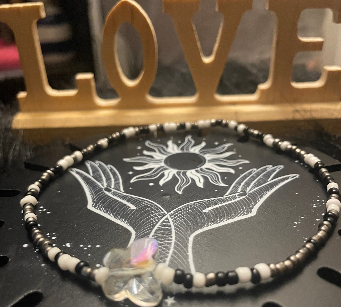 Black White and Butterfly Anklet