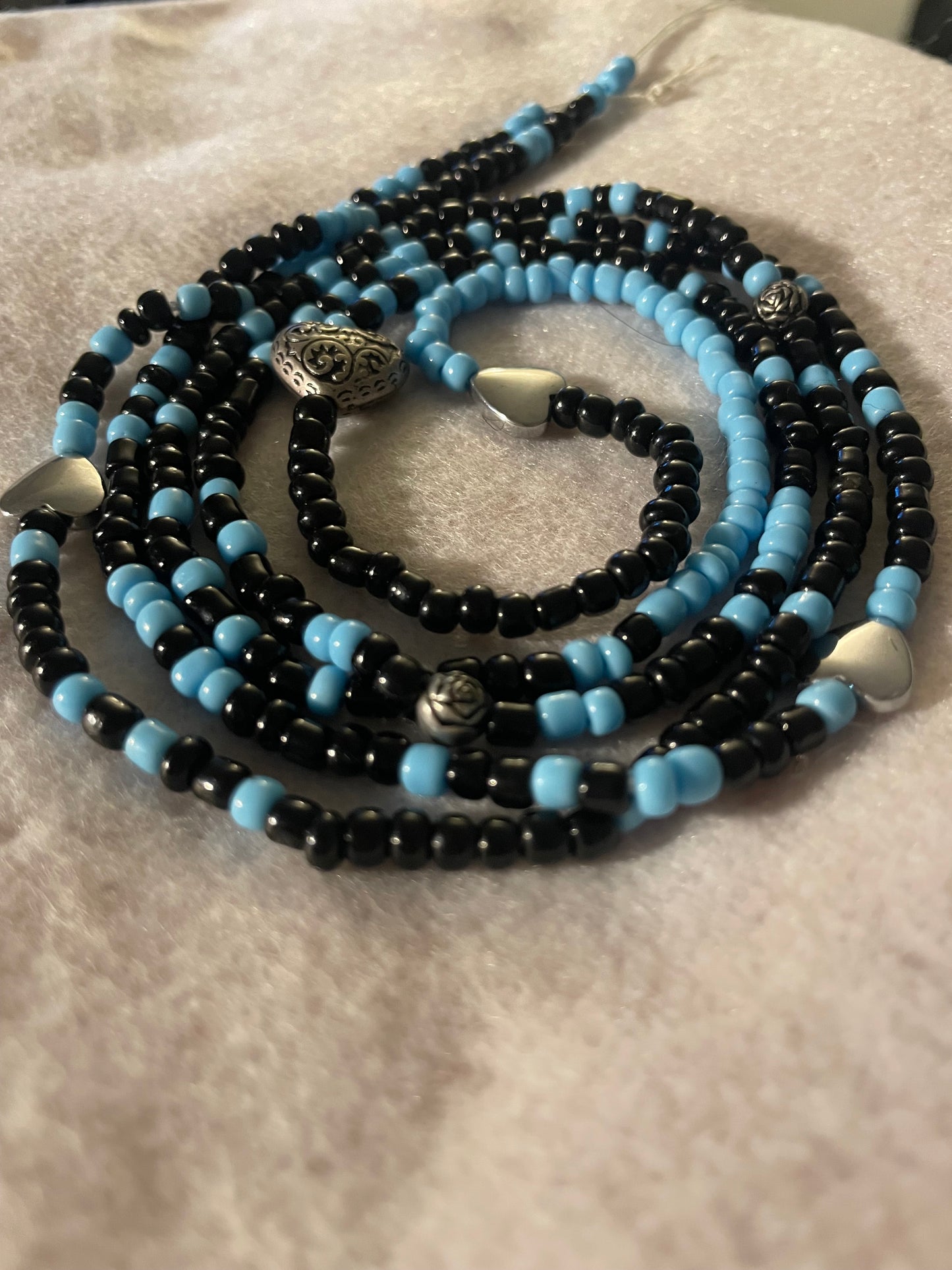 Black and Light Blue Waistbeads