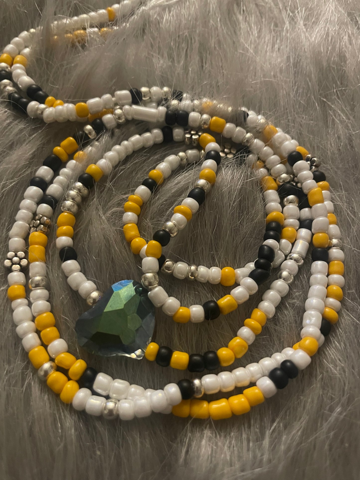 White Yellow and Black Waistbeads