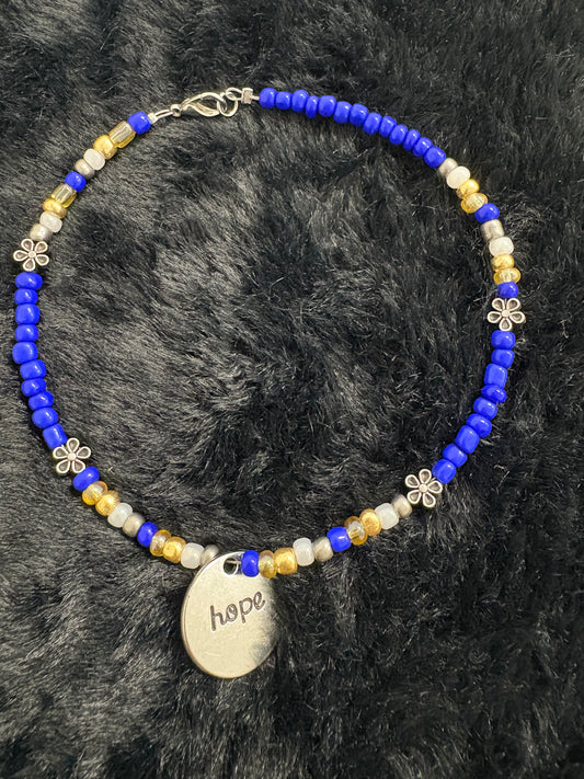 Blue and Gold Hope Anklet