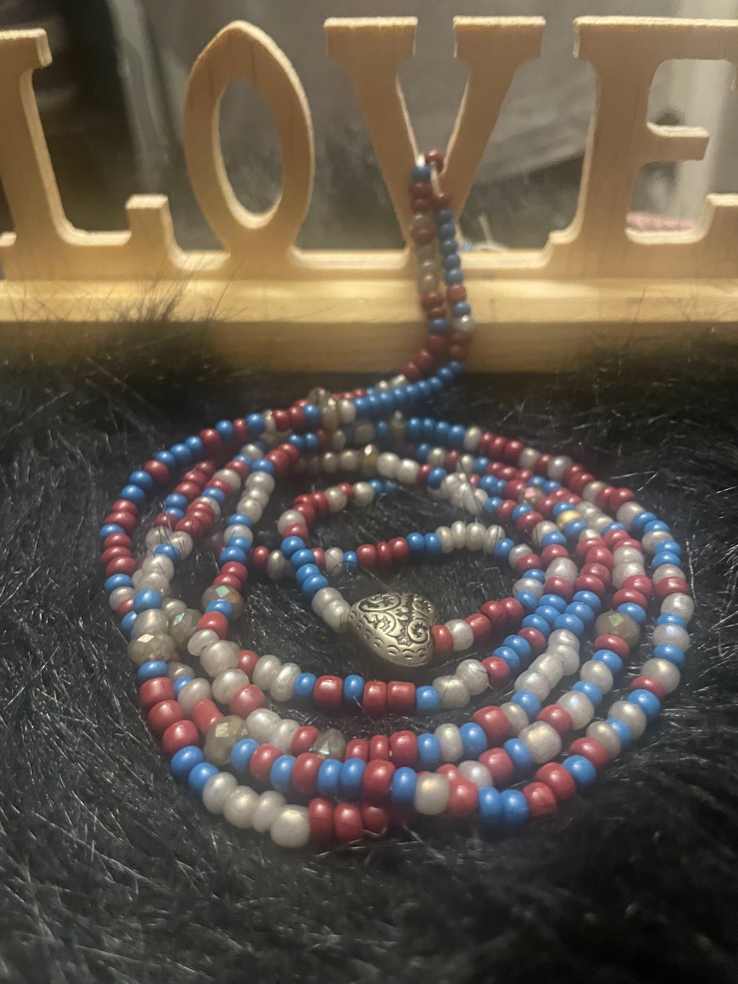 Burgundy Blue and Gray Waistbeads for Beautiful Bosses