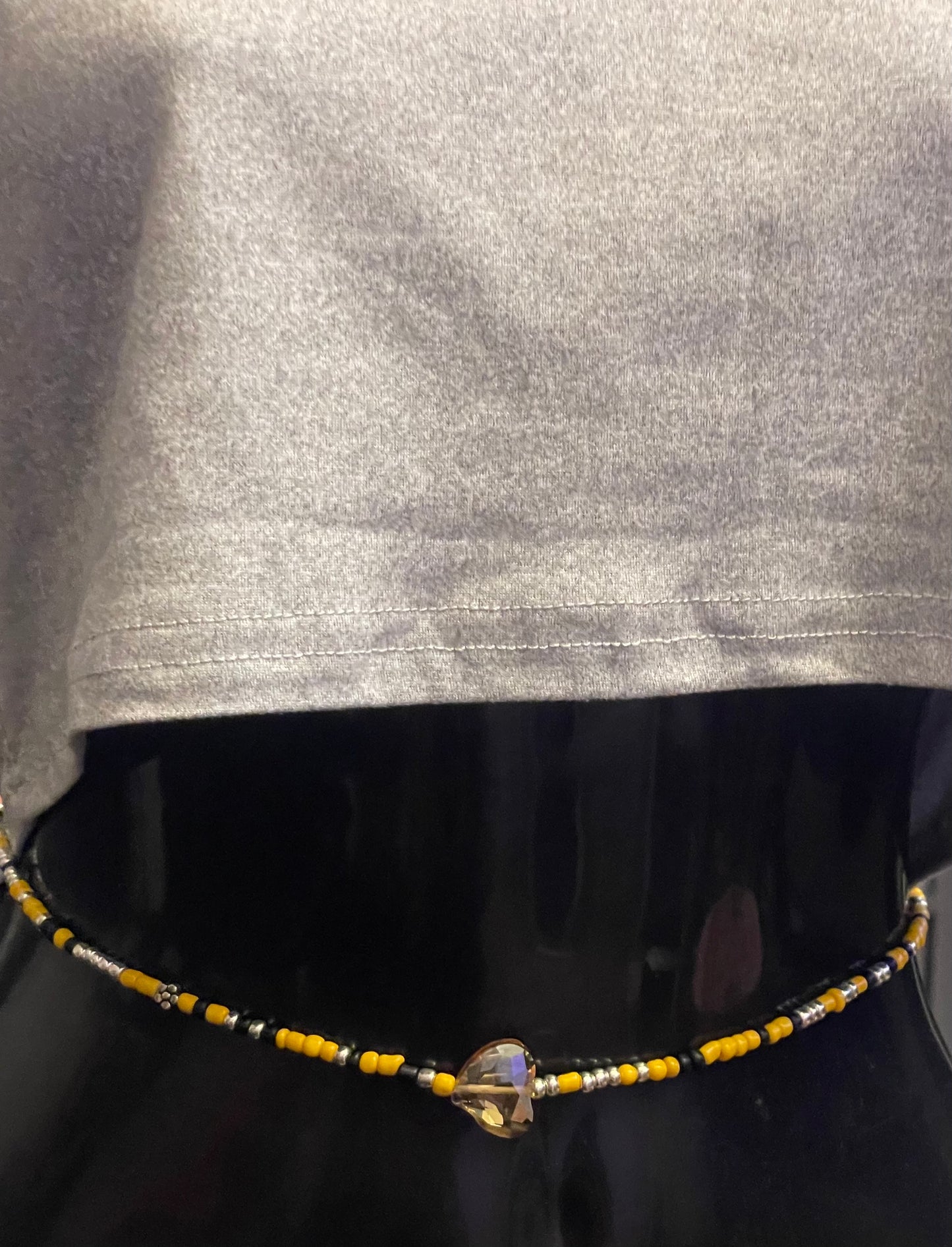 Yellow Black and Silver Waistbeads