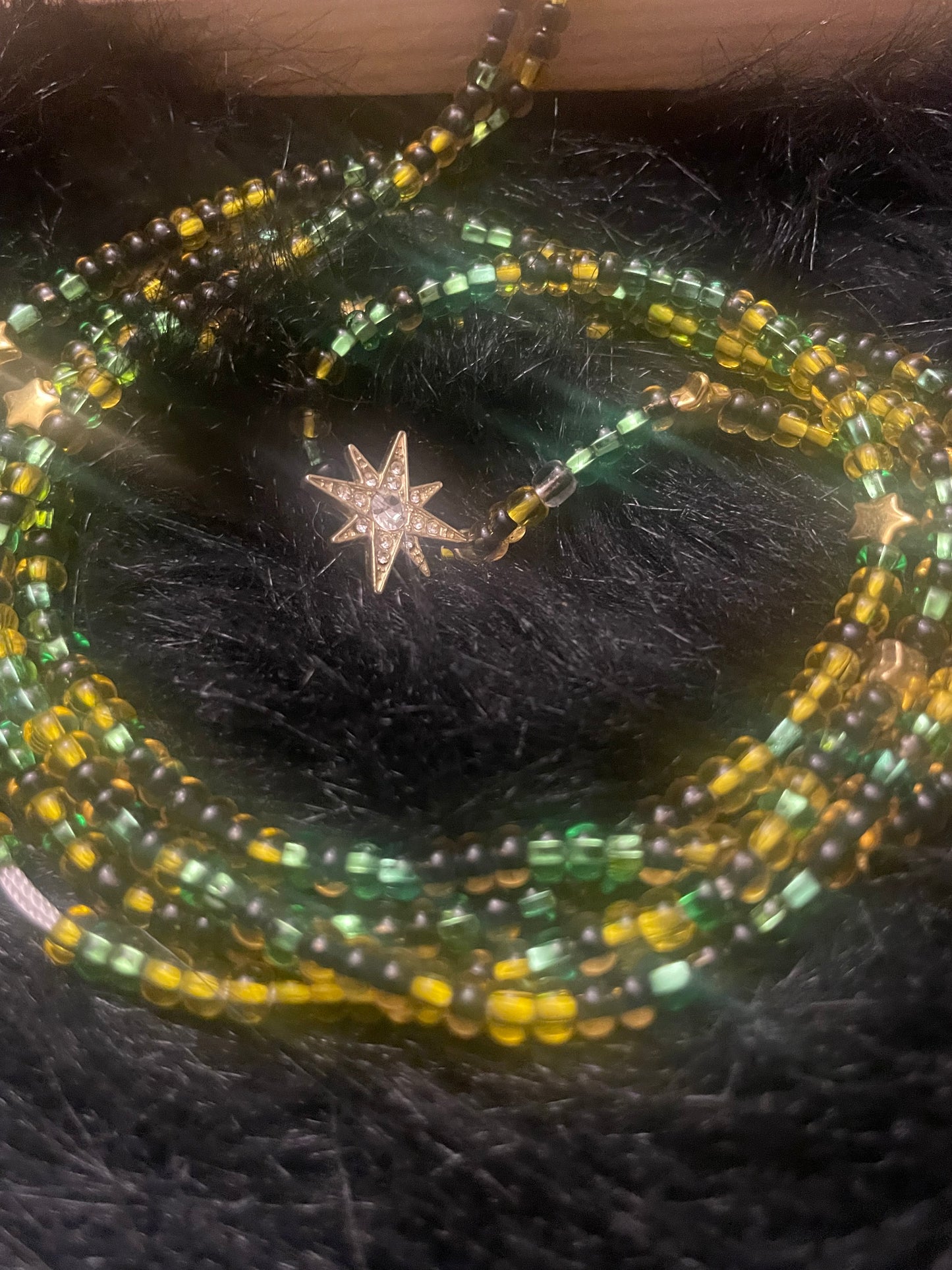 Green Yellow and Stars Waistbeads