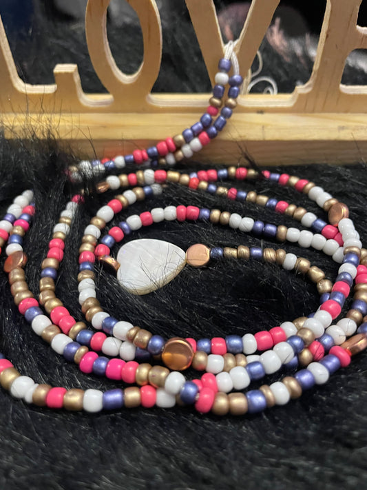 Pink Blue and Gold Waistbeads for Beautiful Bosses