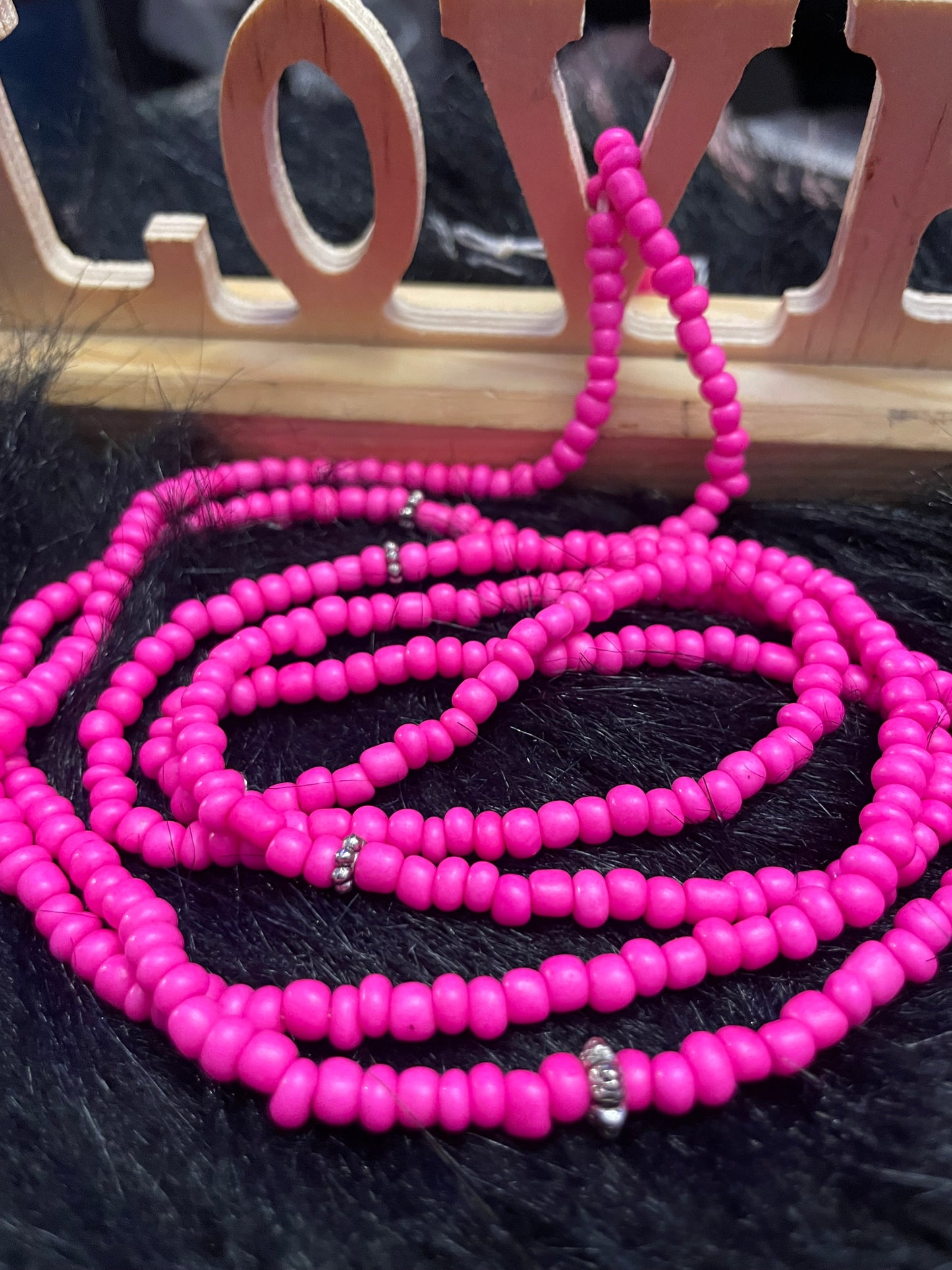 Hot Pink Yellow White and Multicolor Waistbeads