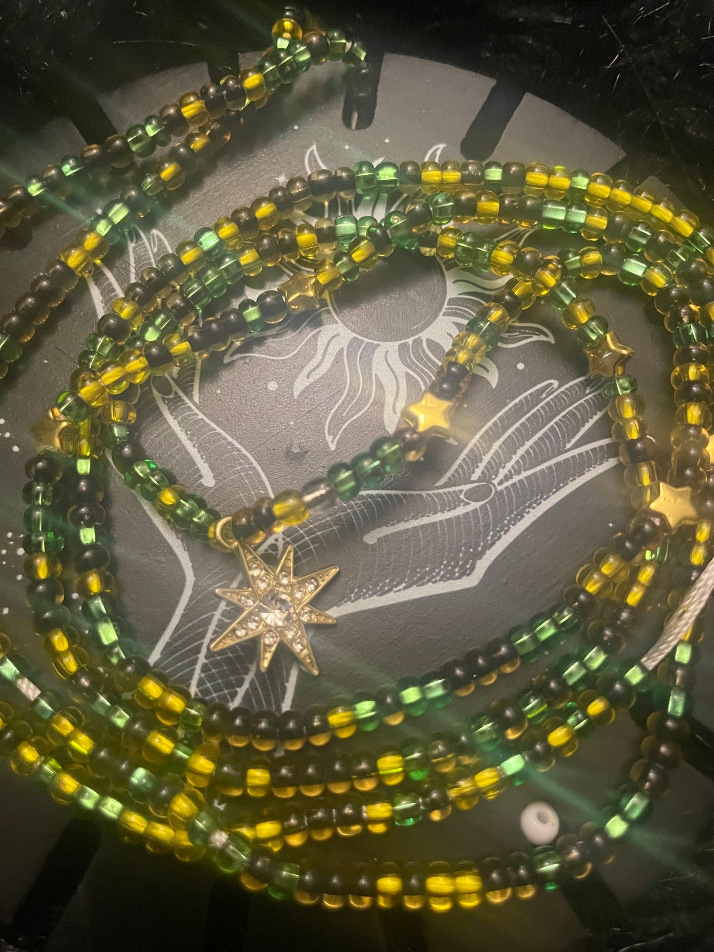 Green Yellow and Stars Waistbeads