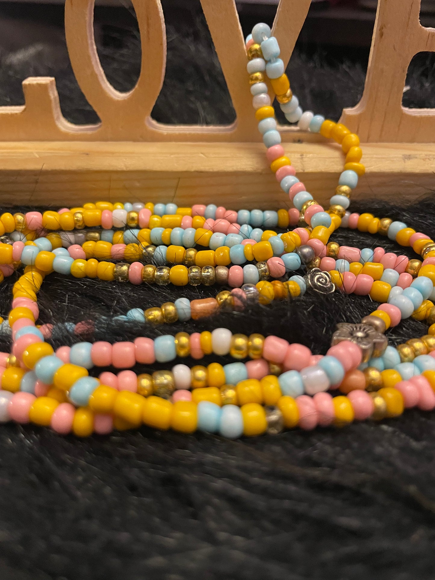 Pink Blue and Yellow Waistbeads for Beautiful Bosses