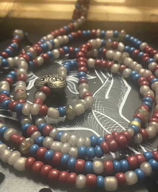 Burgundy Blue and Gray Waistbeads for Beautiful Bosses