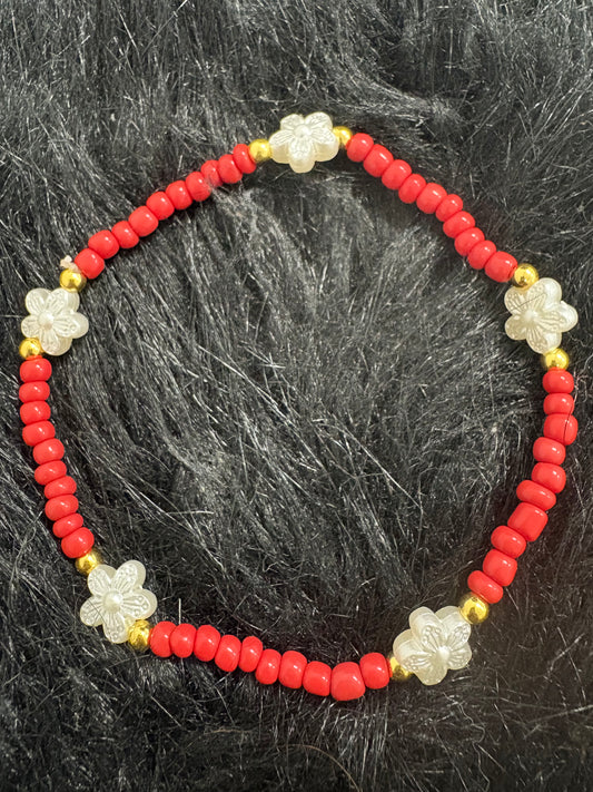 Red Flower Anklet