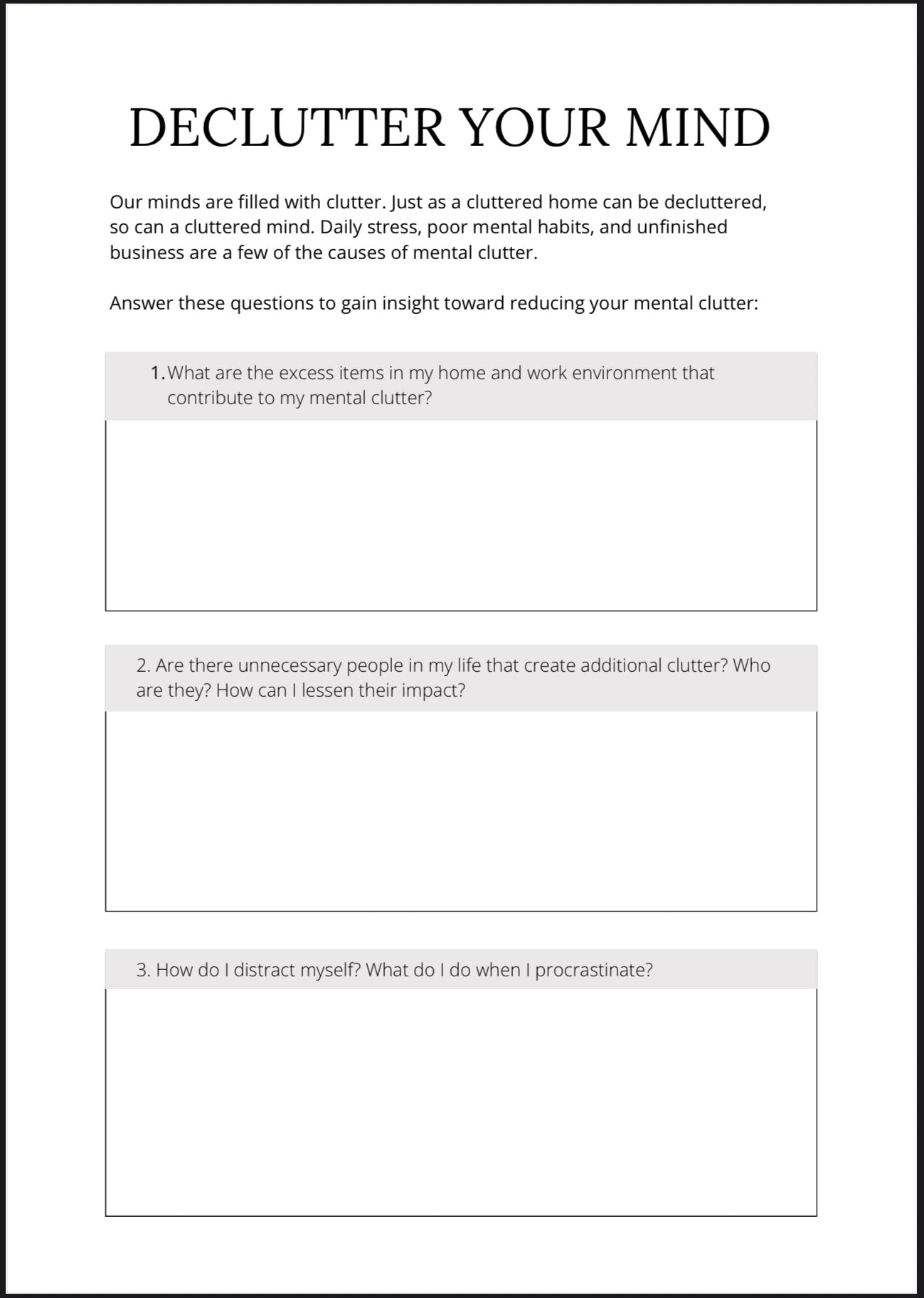 Calming Your Mind Journal